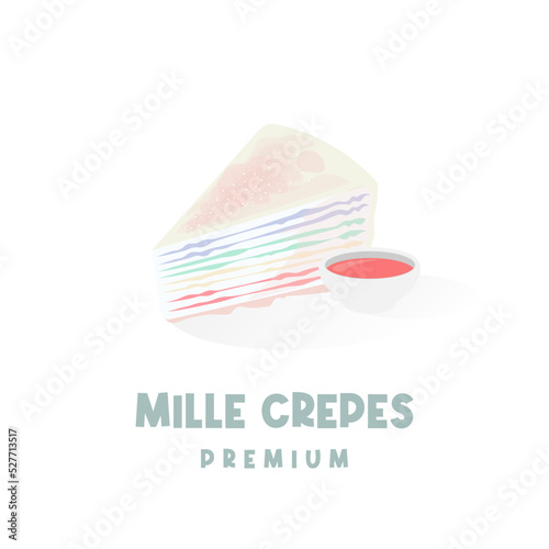 Rainbow mille crepes vector illustration logo in pretty pastel colors photo