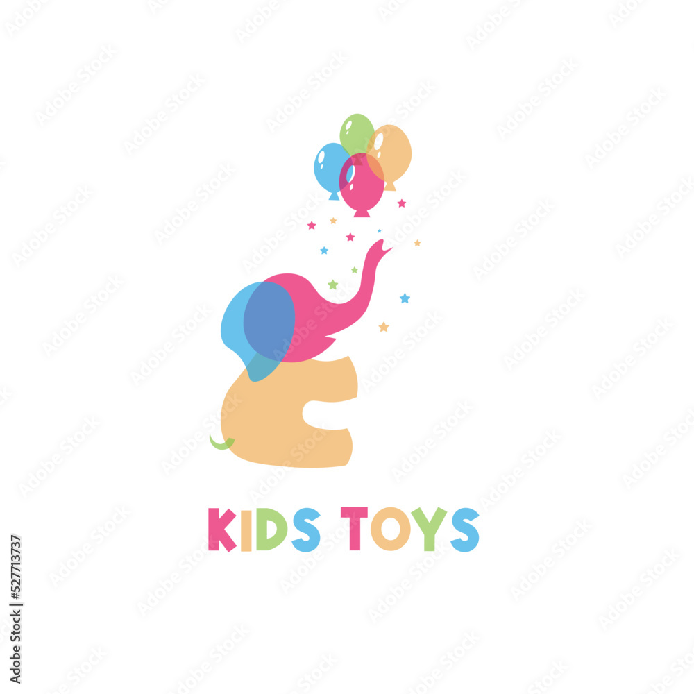 Vector illustration logo for children's playground with an elephant in cheerful colors Vector illustration logo for children's playground with an elephant in cheerful colors