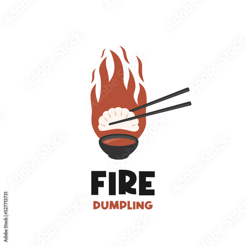 Hot spicy jiaozi dumpling vector illustration logo