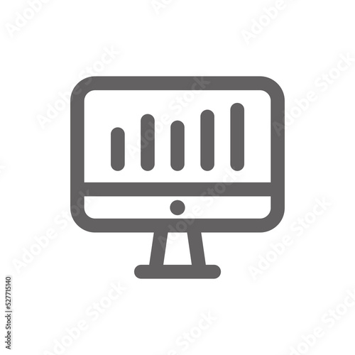 Monitor icon with diagram or chart. minimal line icons, perfect for web design or business applications. Simple vector illustration.