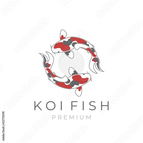Simple vector illustration logo twin koi fish spinning in a circle