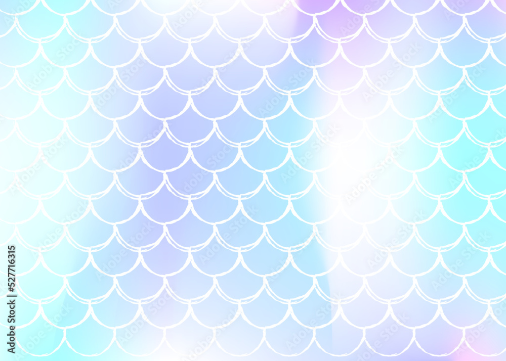 Gradient scale background with holographic mermaid.