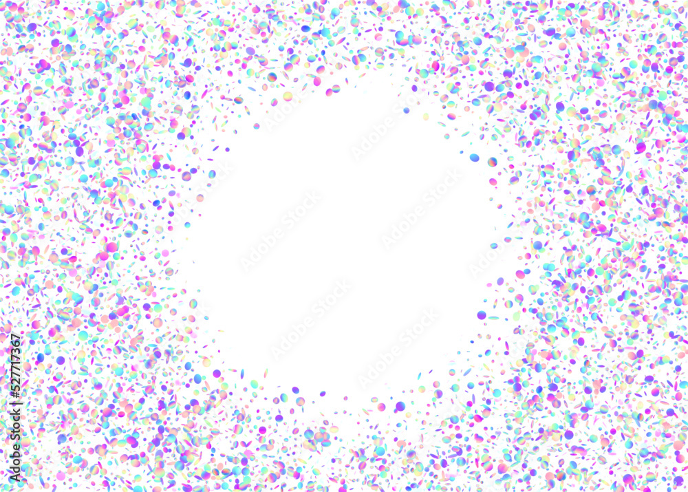 Hologram Sparkles. Falling Confetti. Violet Laser Effect. Surreal Foil. Carnival Glitter. Fiesta Art. Shiny Celebrate Decoration. Disco Banner. Purple Hologram Sparkles