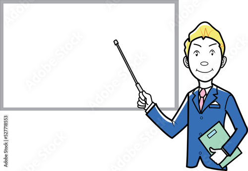 ホワイトボードでプレゼンテーションをするビジネスマン