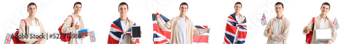 Set of young man with UK fl...