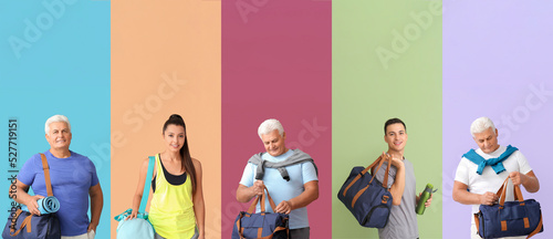 Set of people with sports b...