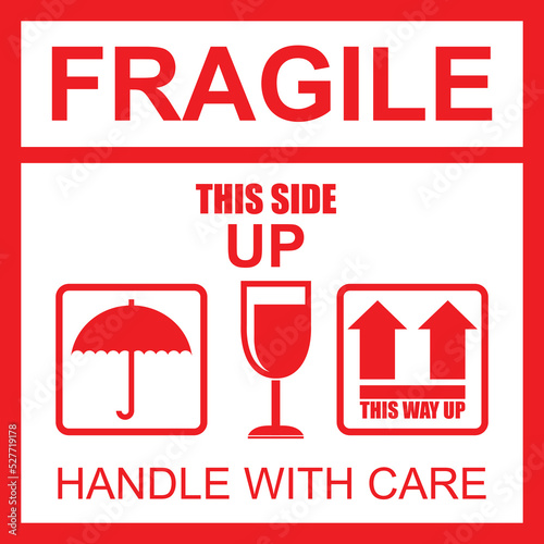 Fragile sticker and label vector