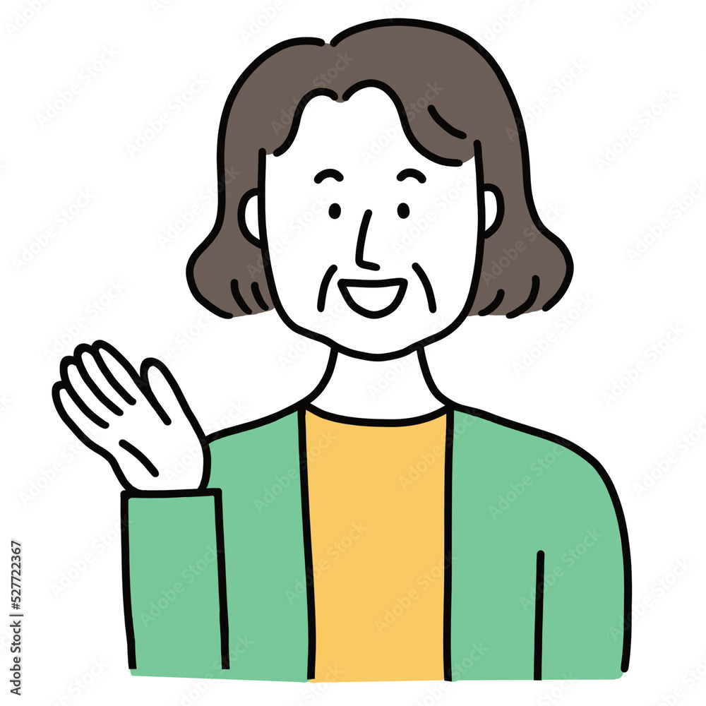 案内する年配女性 案内する年配女性