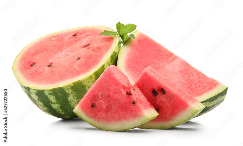 Cut ripe watermelon isolated on white background Cut ripe watermelon isolated on white background