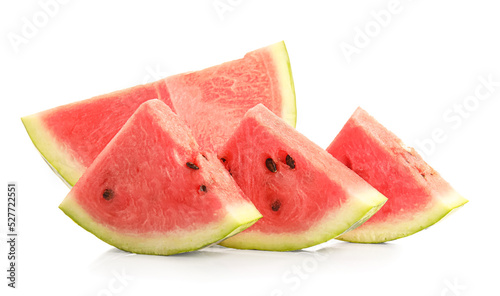 Cut ripe watermelon isolated on white background
