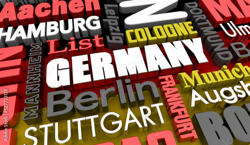 Germany Country Cities Flag Travel Destinations 3d Illustration photo