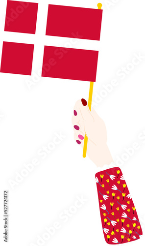 Danish Flag vector hand drawn,Danish krone vector hand drawn