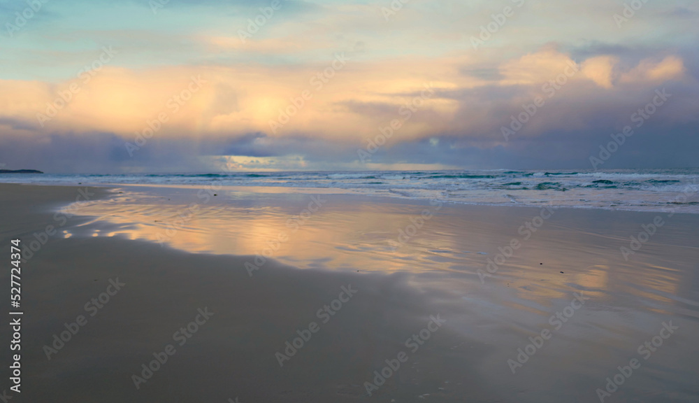 secluded Anglesea beach at sundown in Victoria, Australia.