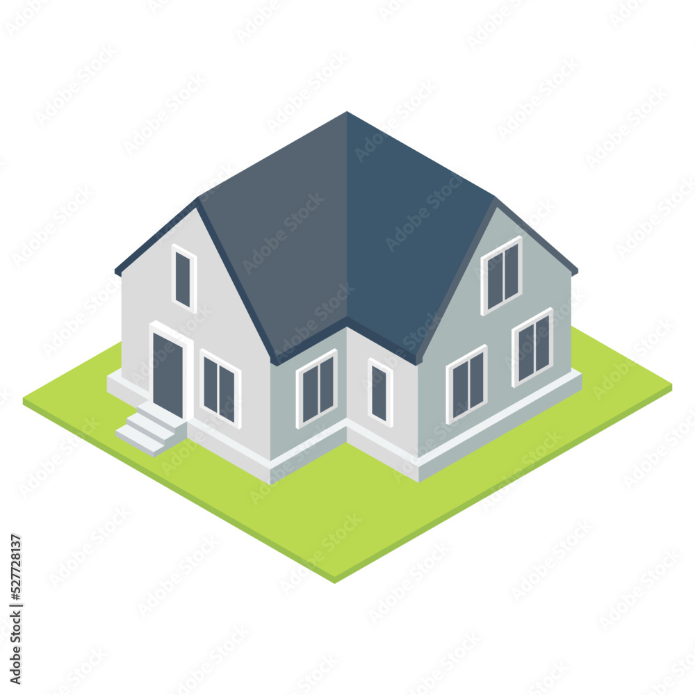 Isometric design of a private house. Isometric buildings set. Vector illustration Urban and Rural Houses collection Isometric design of a private house. Isometric buildings set. Vector illustration Urban and Rural Houses collection