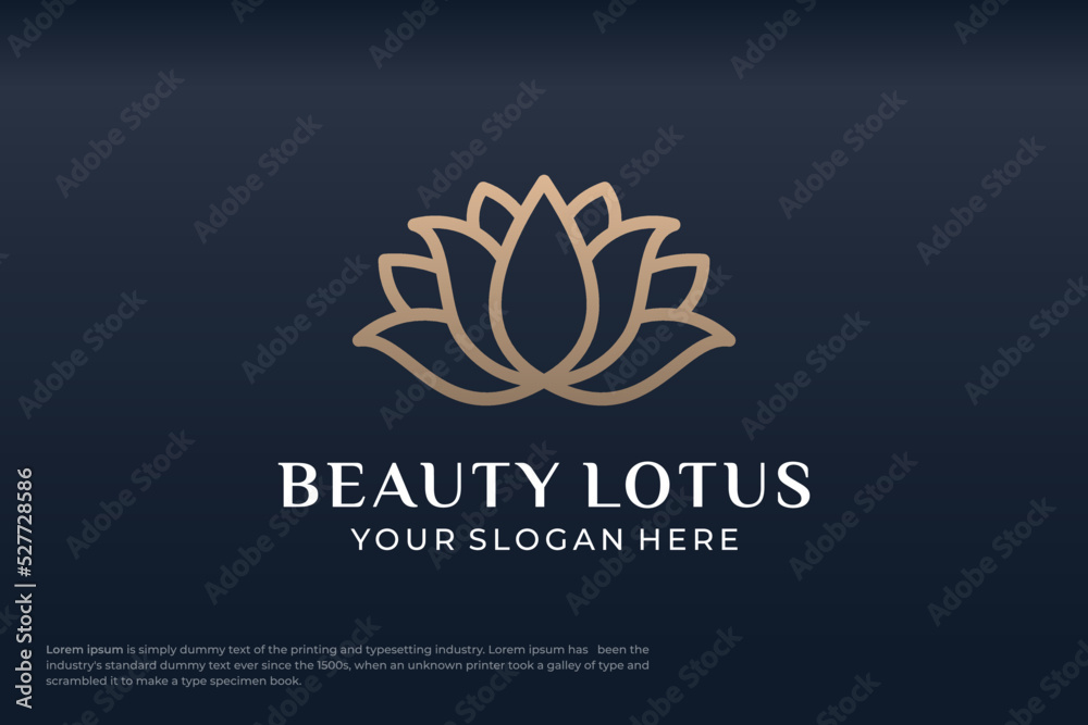 Beauty spa logo template, lotus flower illustration for health & wellness business