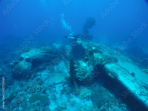 Japanese navy airplane Emily seaplane in WW2 Chuuk  Truk lagoon   Federated States of Micronesia  FSM . Here is the world s greatest wreck diving destination.