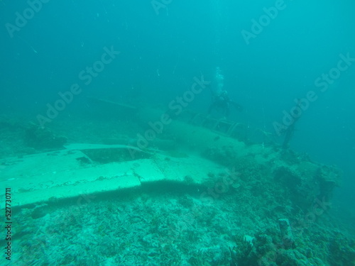 Japanese navy airplane Myrt "Saiun" in WW2. Chuuk (Truk lagoon), Federated States of Micronesia (FSM). Here is the world's greatest wreck diving destination. © Optimistic Fish