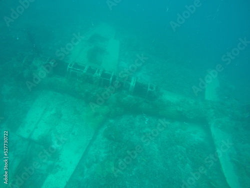 Japanese navy airplane Myrt "Saiun" in WW2. Chuuk (Truk lagoon), Federated States of Micronesia (FSM). Here is the world's greatest wreck diving destination. © Optimistic Fish