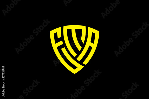 EMA creative letter shield logo design vector icon illustration