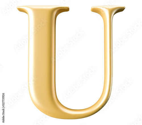 alphabet letter U golden