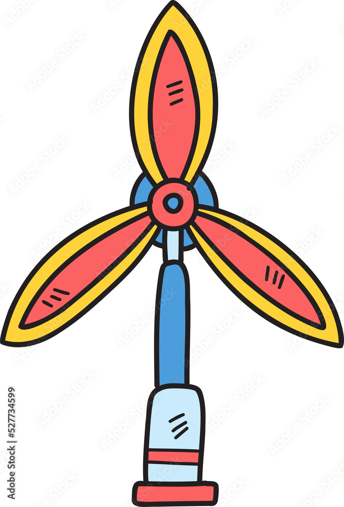 Hand Drawn wind turbines for generating electricity illustration on transparent background Hand Drawn wind turbines for generating electricity illustration on transparent background
