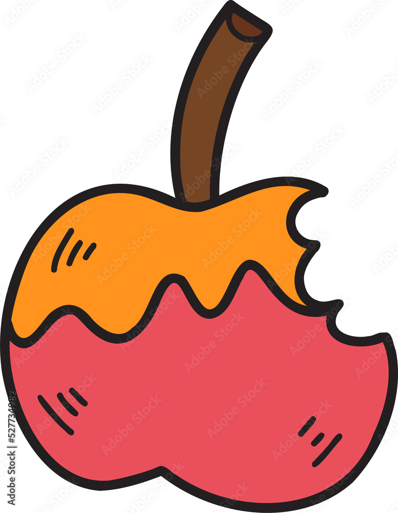 Hand Drawn bitten apple illustration isolated on background