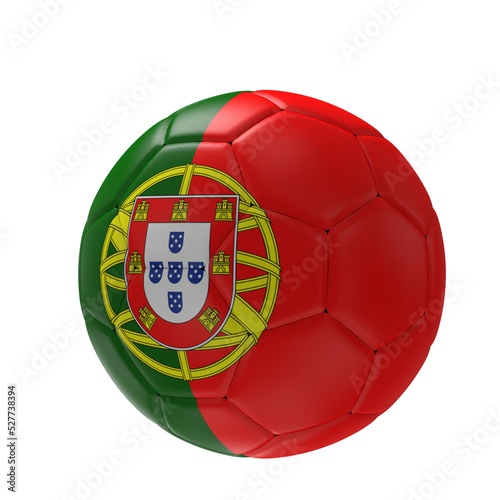 Soccer ball with Portugal flag realistic 3d rendering