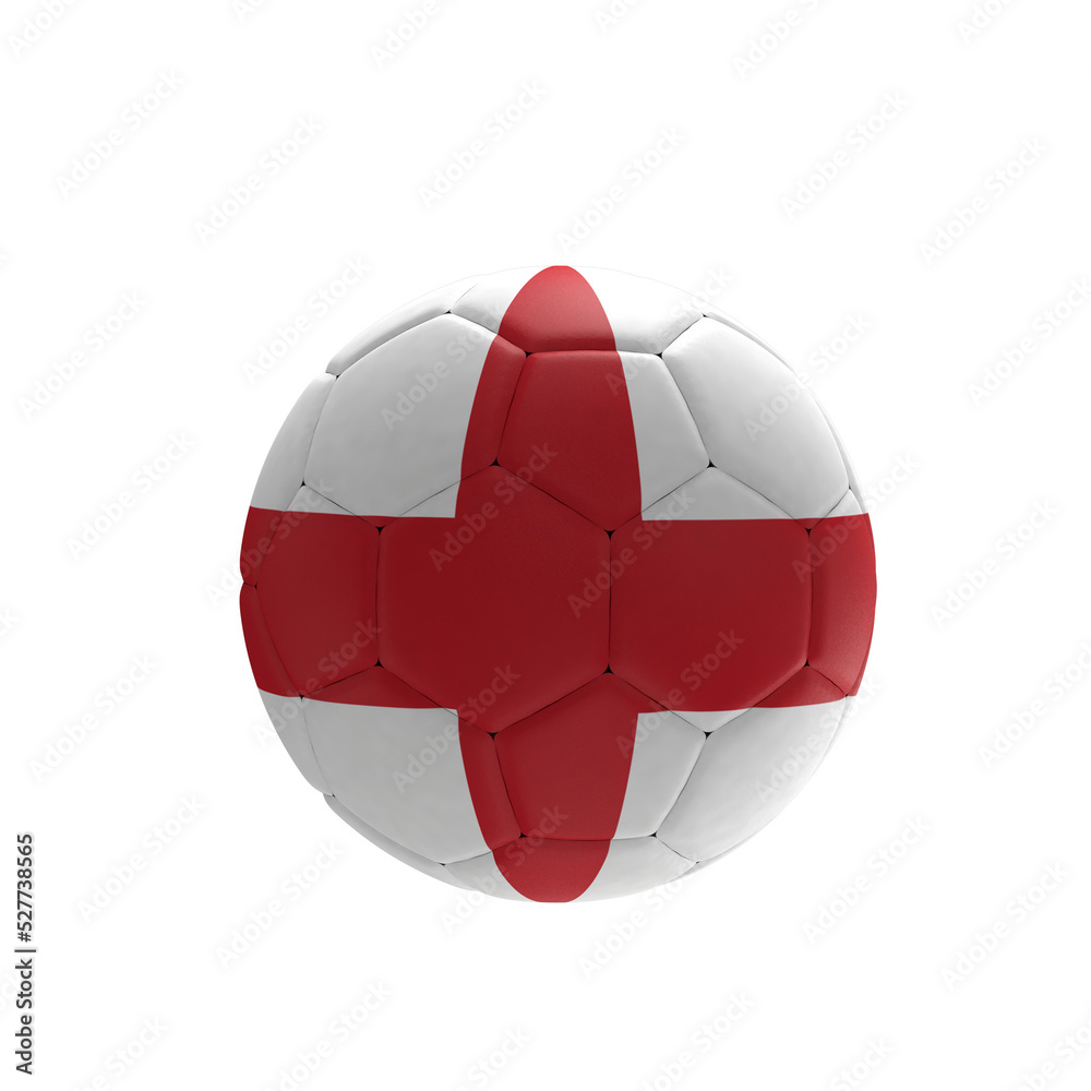 Soccer ball with England flag realistic 3d rendering
