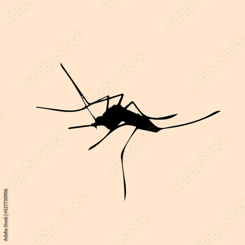 Mosquito in silhouette stock illustration.