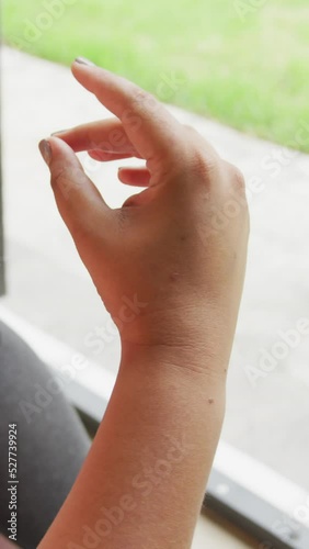 Wallpaper Mural Video of hands of plus size african american woman exercising at home, practicing yoga Torontodigital.ca