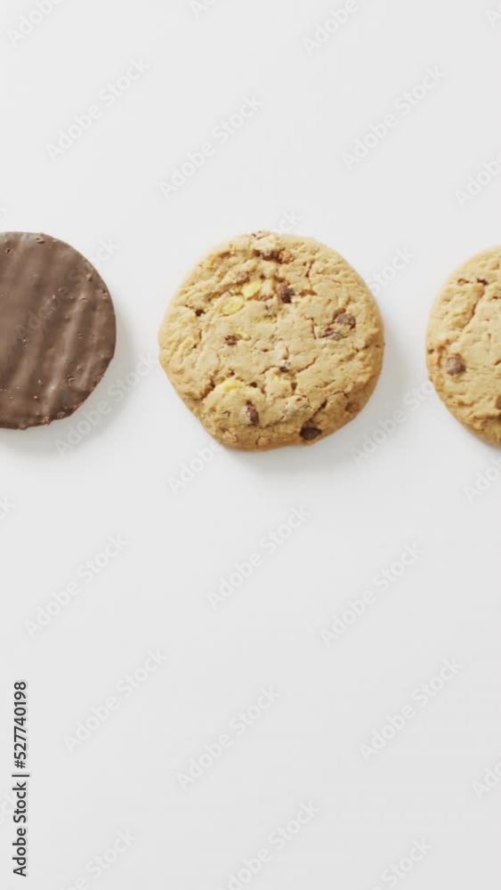 Video of biscuits with chocolate over white background Video of biscuits with chocolate over white background