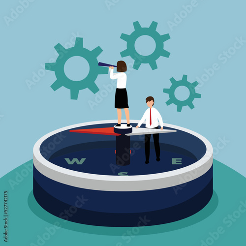 Business people define marketing direction 2d vector illustration concept for banner, website, illustration, landing page, flyer, etc.