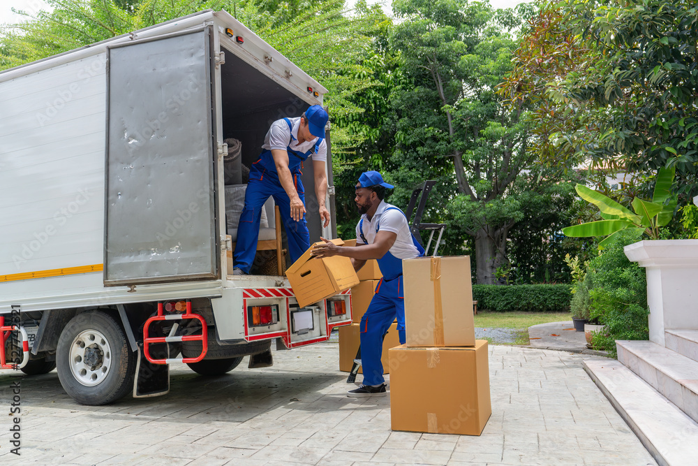 Professional goods move service use truck carry personal belongings door to door transport