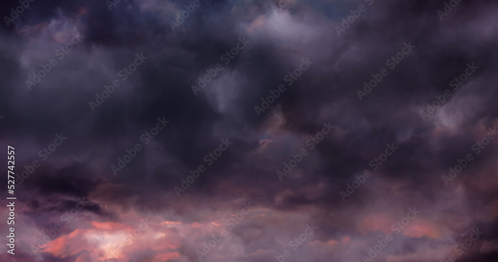 Leinwandbild Motiv - vectorfusionart : Image of lightning and stormy grey and pink clouds background