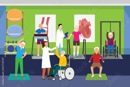 Physiotherapy rehabilitation facility clinic 2d vector illustration concept for banner, website, illustration, landing page, flyer, etc.