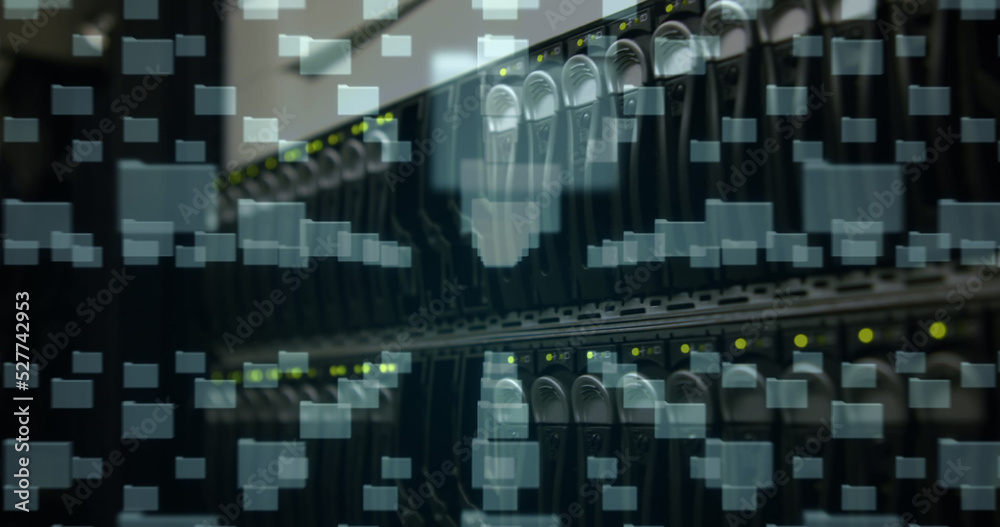 Image of file icons over server Image of file icons over server