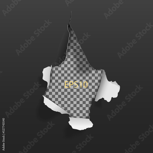 Hole in black paper realistic vector eps 10