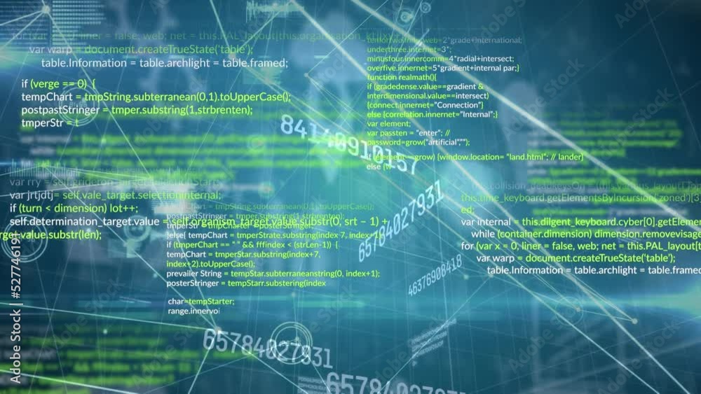 Animation of data processing on blue background Animation of data processing on blue background