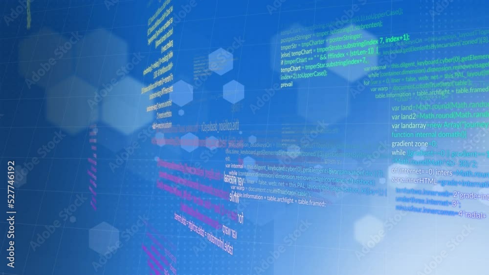 Animation of data processing on blue background Animation of data processing on blue background