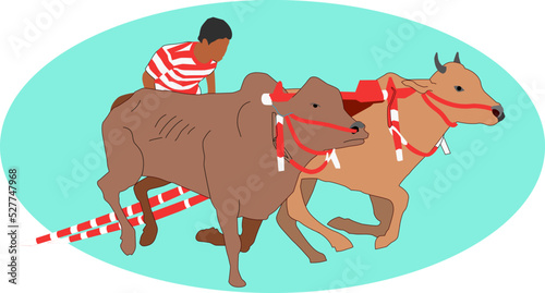 Illustration vector graphic of Karapan Sapi, fit for flat design, application design, graphic resources