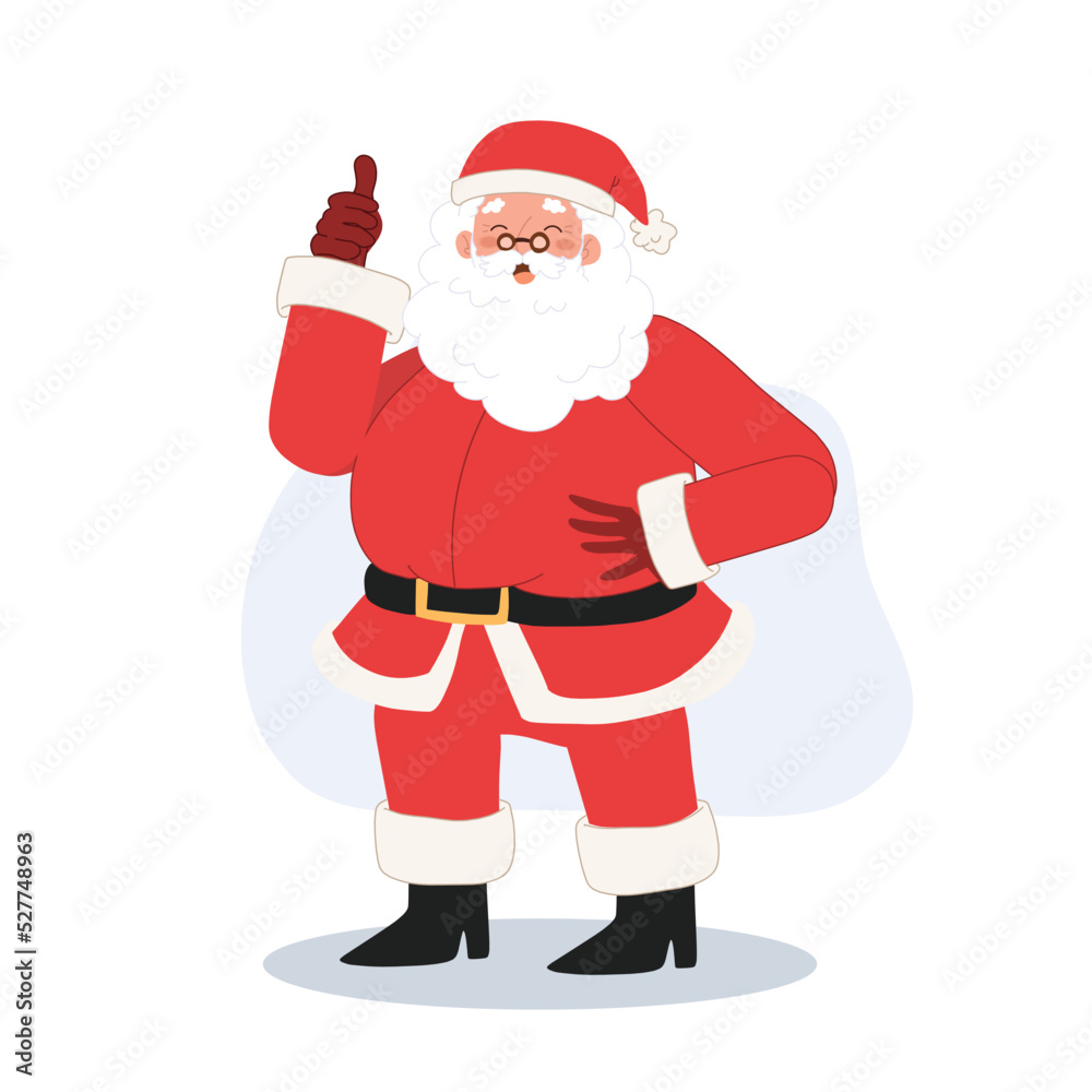 Santa claus is doing thumbs up. as compliment it's very well , good job. Vector illustration.