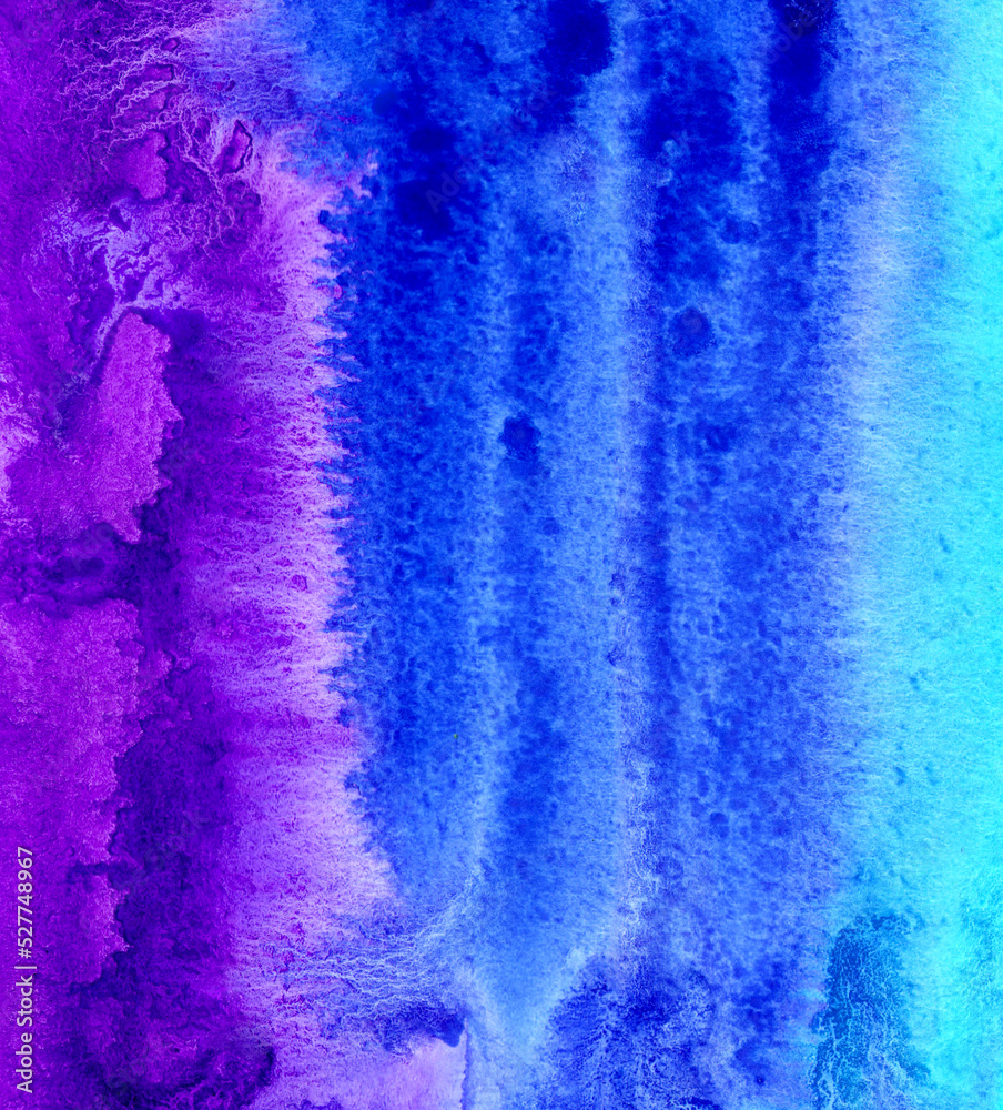 Abstract watercolor background with texture. Grunge. Blue and purple