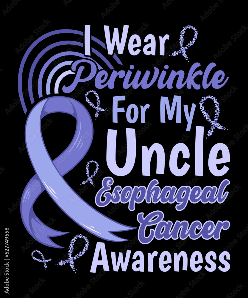 Obraz premium Esophageal Cancer Awareness Lettering T-shirt Design With Periwinkle Ribbon Best for Print Design Like T-shirt, Mug, Frame and Other