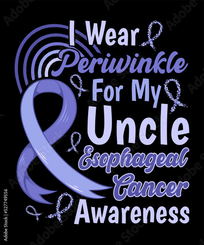 Esophageal Cancer Awareness Lettering T-shirt Design With Periwinkle Ribbon Best for Print Design Like T-shirt, Mug, Frame and Other