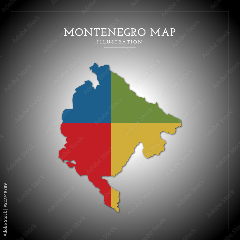 3D Montenegro Map Vector Illustration