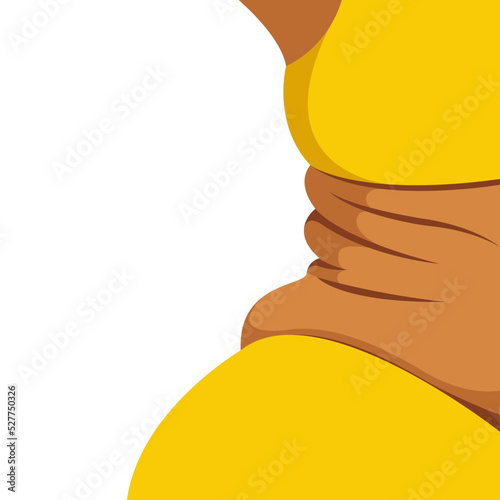 vector illustration on the theme of body positivity. fat folds on the belly and sides of a curvy plump girl in lingerie. isolated on white background. love and accept your body. love yourself.