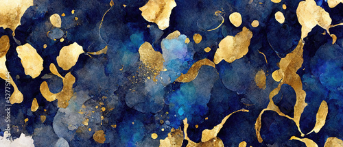 Watercolor blue gold.