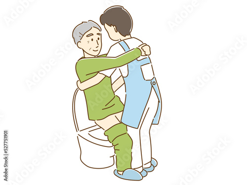 排泄の介助をするイラスト