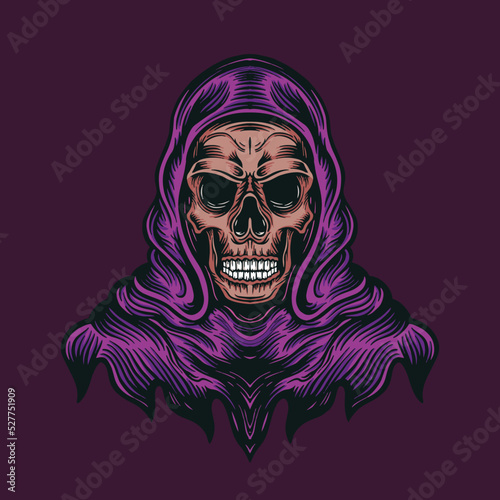 skull scary cloak illustration