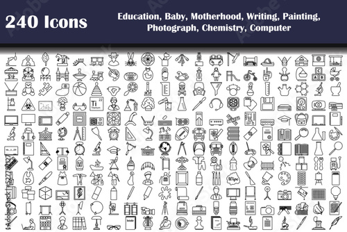 240 Icons Of Education, Baby, Motherhood, Writing, Painting, Photograph, Chemistry, Computer